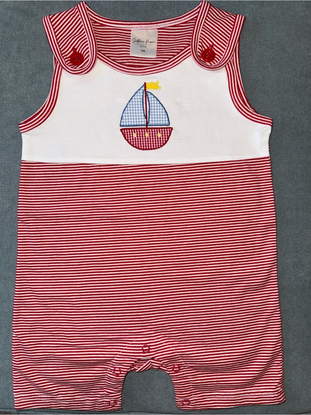 Signature Red and White Striped Sailboat One-Piece Romper. New without tags.